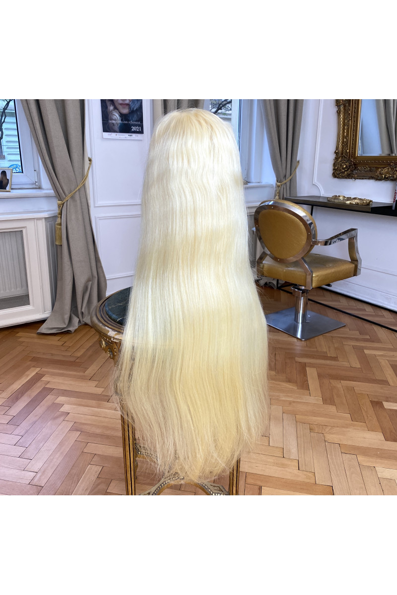 Paruka z pravých vlasů - panenské středoevropské, 90-100cm, nejsv. blon - 613, velikost M