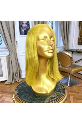 Doprodej paruka z pravých vlasů  - polopoutkovaná- delší mikádo - 40-45 cm, yellow