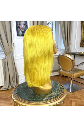 Paruka z pravých vlasů - polopoutkovaná- delší mikádo - 40-45 cm, yellow