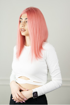 Doprodej paruka z pravých vlasů - polopoutkovaná - delší mikádo - 40-45 cm, pink